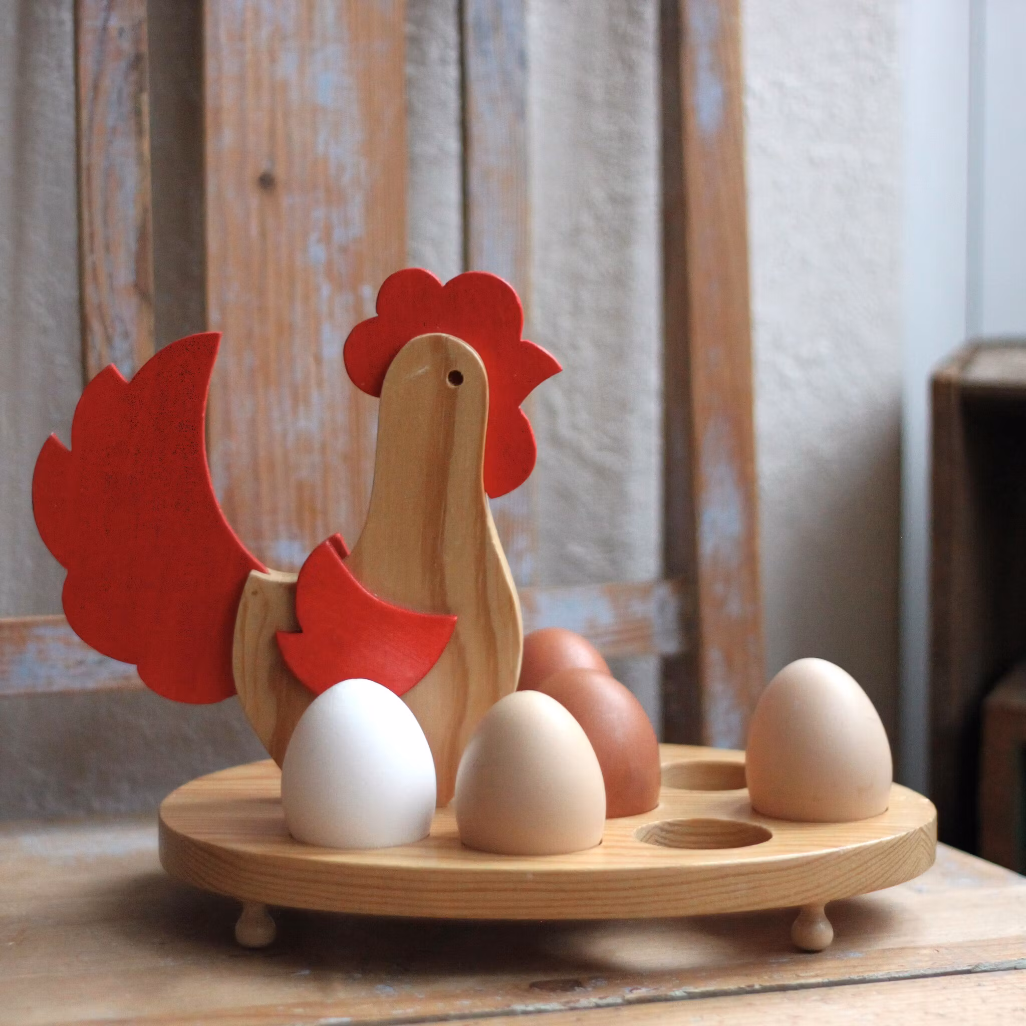 Äggställ - Höna i trä