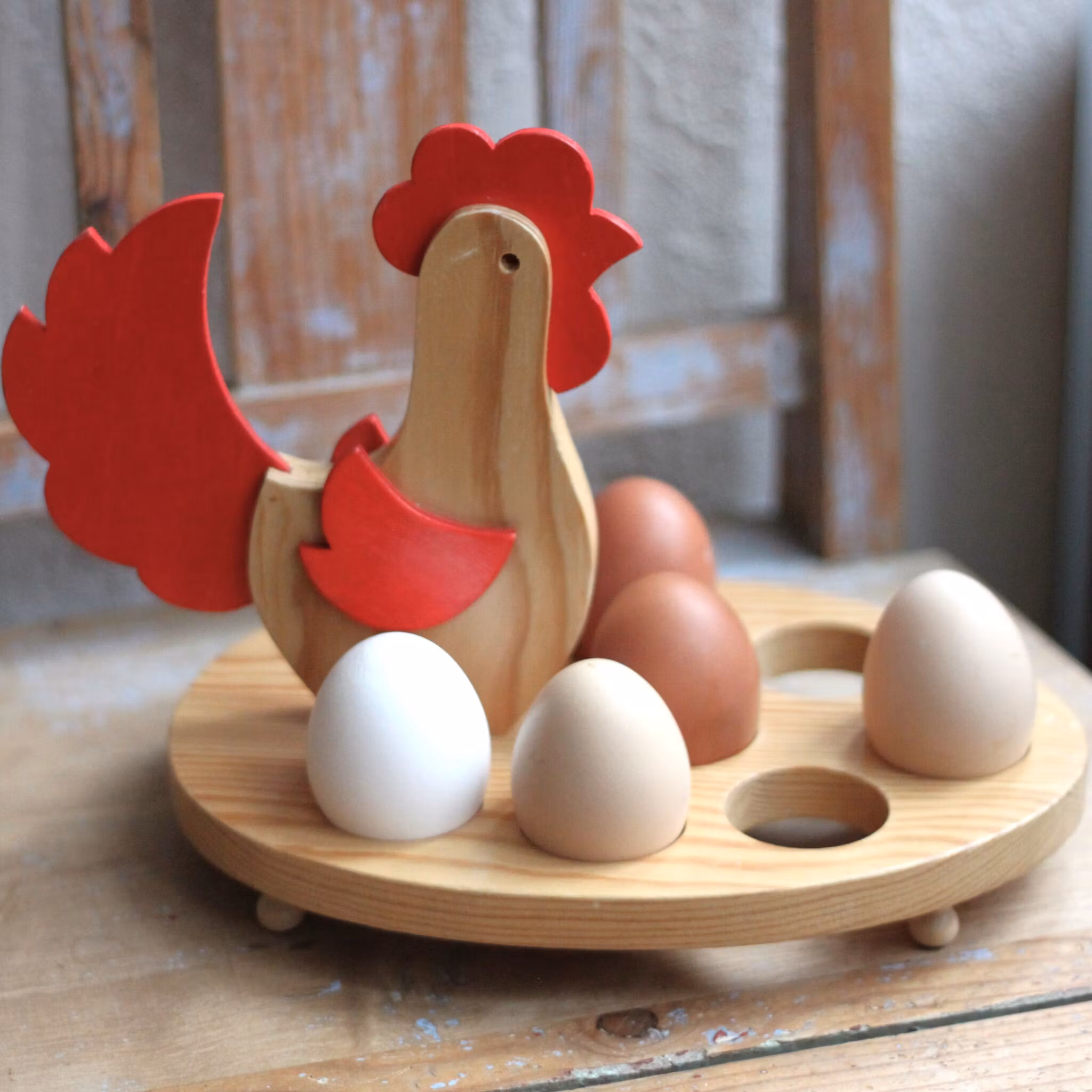 Äggställ - Höna i trä