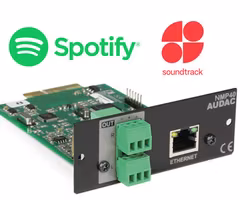 Audac NMP40: Streama Musik med DLNA & Spotify ConnectBeskrivningAudac NMP40 SourceCon™-modulen är din port till enkelt och flexibelt musikstreaming. Med stöd för DLNA och Spotify Connect, är denna mod
