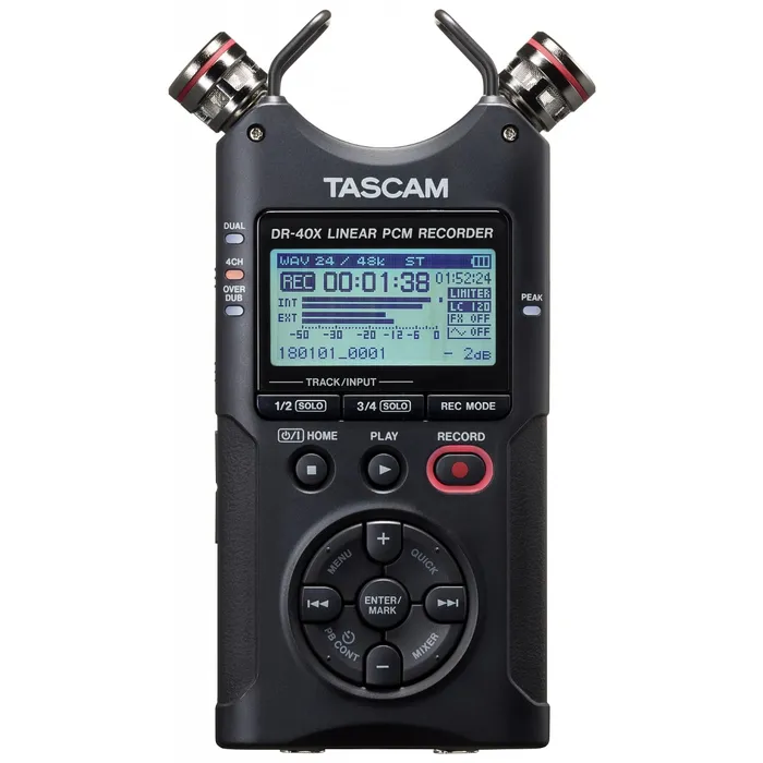 Tascam DR-40X – Portabel 4-Spårs Ljudinspelare med Dual Recording (2× Stereo)