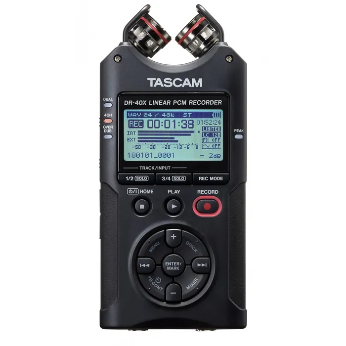 Tascam DR-40X – Portabel 4-Spårs Ljudinspelare med Dual Recording (2× Stereo)