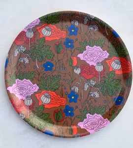 Vallmo/linblomma Bricka Rund Brun 25 cm