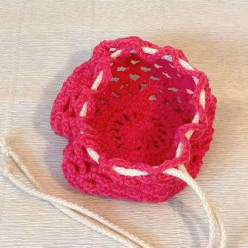 Virkad påse rosa