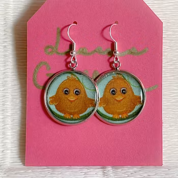 Örhänge cabochon fågel