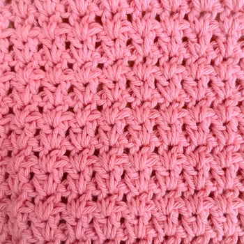 Virkad disktrasa rosa v-stitch