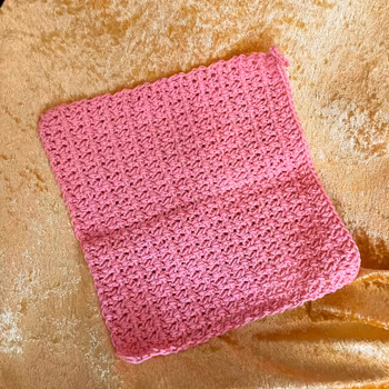 Virkad disktrasa rosa v-stitch