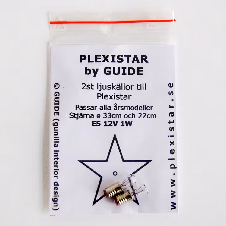 2 glödlampor E5 12V 1W, passar alla årsmodeller