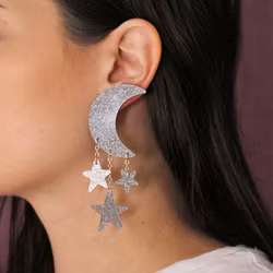 SAMPLE Månar och stjärnor Silverglitter