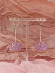 SAMPLE Små rosa glittermoln på krok i kedja