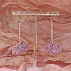 SAMPLE Små rosa glittermoln på krok i kedja