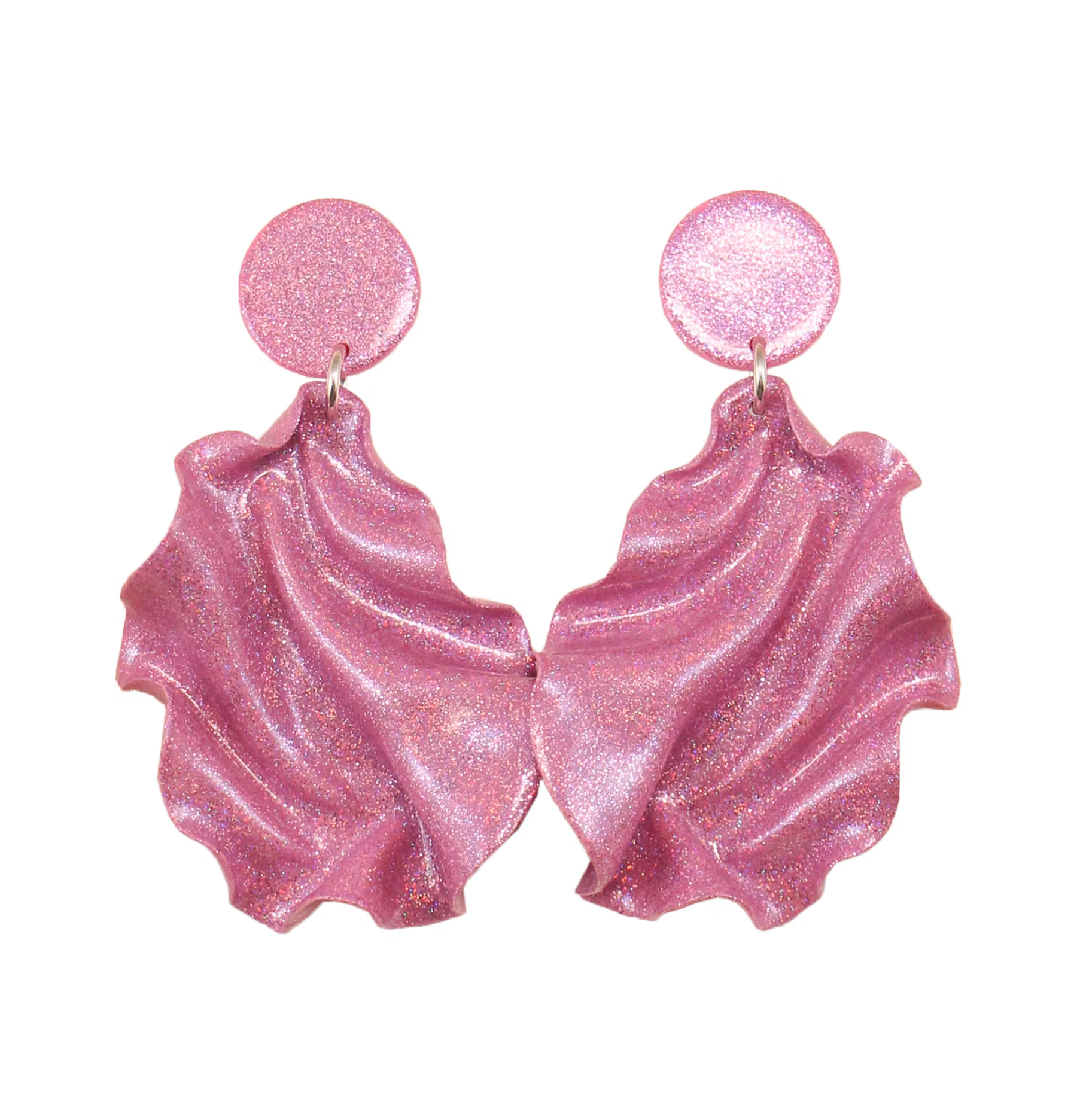 Satin round top MINI rosa holografiskt glitter