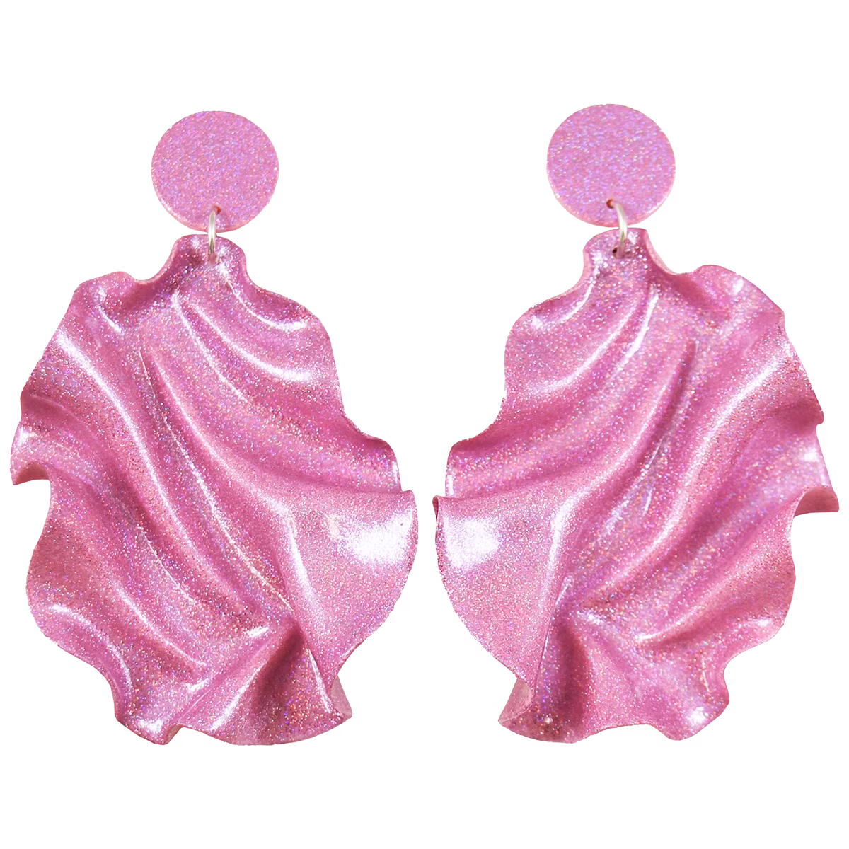 Satin round top rosa holografiskt glitter