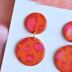 Dubbelprick mini orange & rosa leo