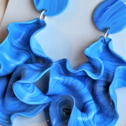 Satin round top blå marmorering