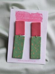 Dubbelrektangel lång rosa & grön
