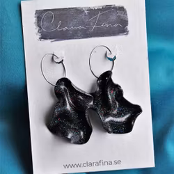 Satin på ring svart multiglitter