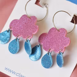 Små regnmoln på ring rosa glitter