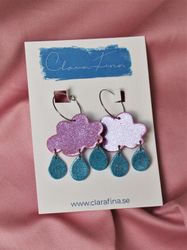 Små regnmoln på ring rosa glitter