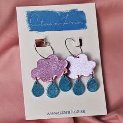 Små regnmoln på ring rosa glitter