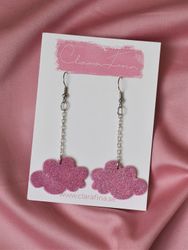 Litet glittermoln i kedja rosa glitter