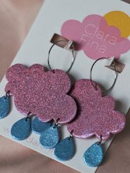 Regnmoln på ring rosa glitter