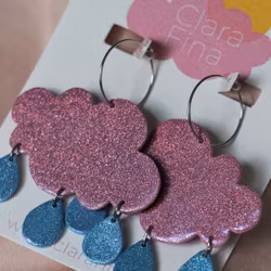 Regnmoln på ring rosa glitter