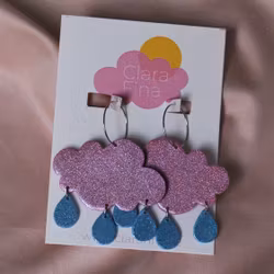 Regnmoln på ring rosa glitter