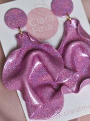 Satin round top rosa glitter