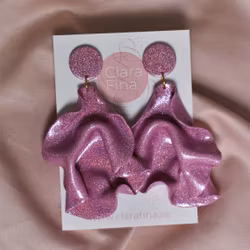 Satin round top rosa glitter