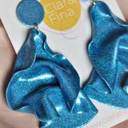 Satin round top blått glitter