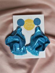 Satin round top blått glitter