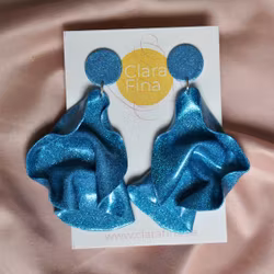 Satin round top blått glitter