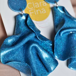 Satin round top blått glitter