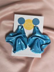Satin round top blått glitter