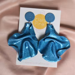 Satin round top blått glitter