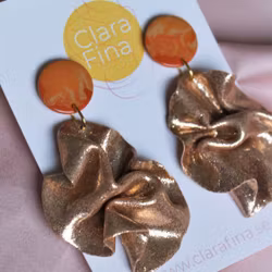 Satin round top M guldglitter och orange