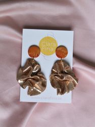 Satin round top M guldglitter och orange