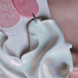 Satin oval top vitt glitter och rosa marmorering