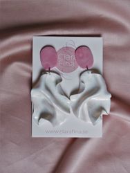 Satin oval top vitt glitter och rosa marmorering