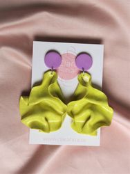 Satin round top neongult glitter och lila marmorering