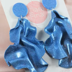 Satin round top blått glitter