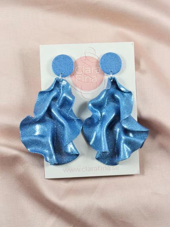 Satin round top blått glitter