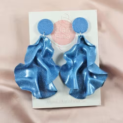 Satin round top blått glitter