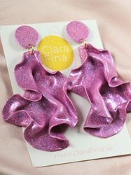 Satin round top rosa glitter