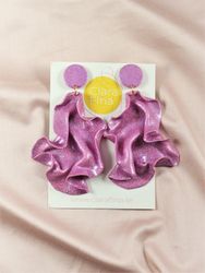 Satin round top rosa glitter