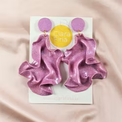 Satin round top rosa glitter