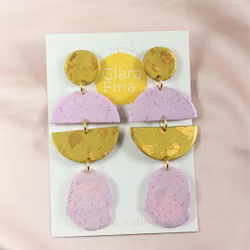 Multi shape ljuslila och mässing med guldterrazzo