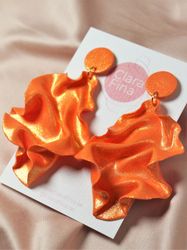 Satin Round top orange glitter