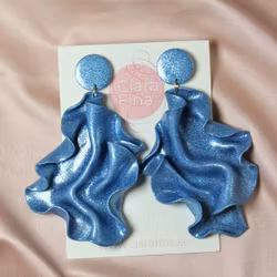 Satin Round top blått glitter