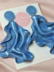 Satin Round top blått glitter
